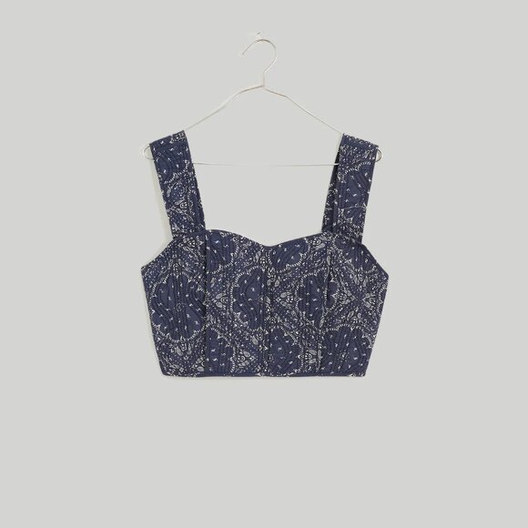 MADEWELL Women's Quilted Sweetheart Crop Top - Picture 1 of 7